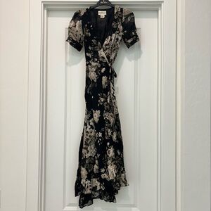 Denim & Supply Ralph Lauren Black Floral Wrap Maxi Dress